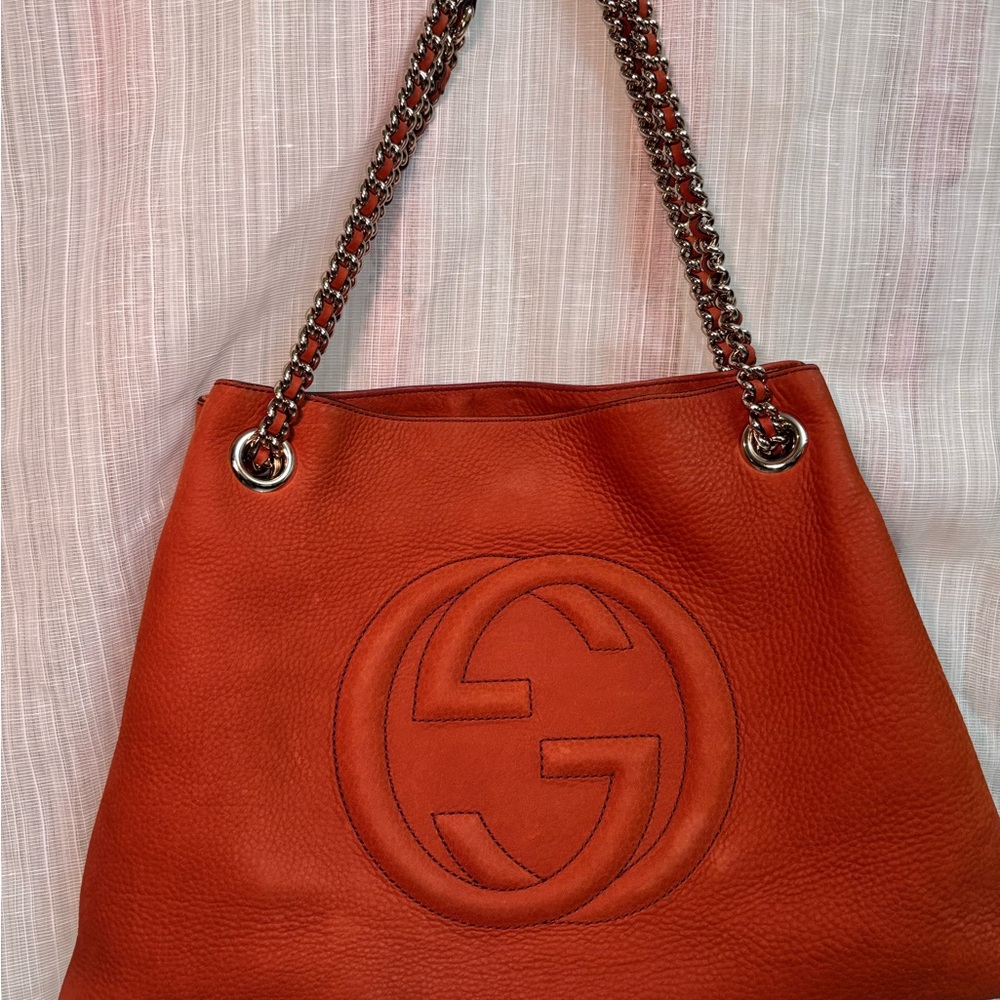 Gucci Orange Leather Shoulder Bag